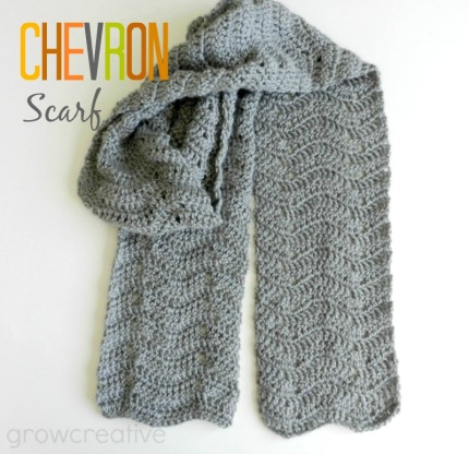 Grey Crochet Chevron Scarf